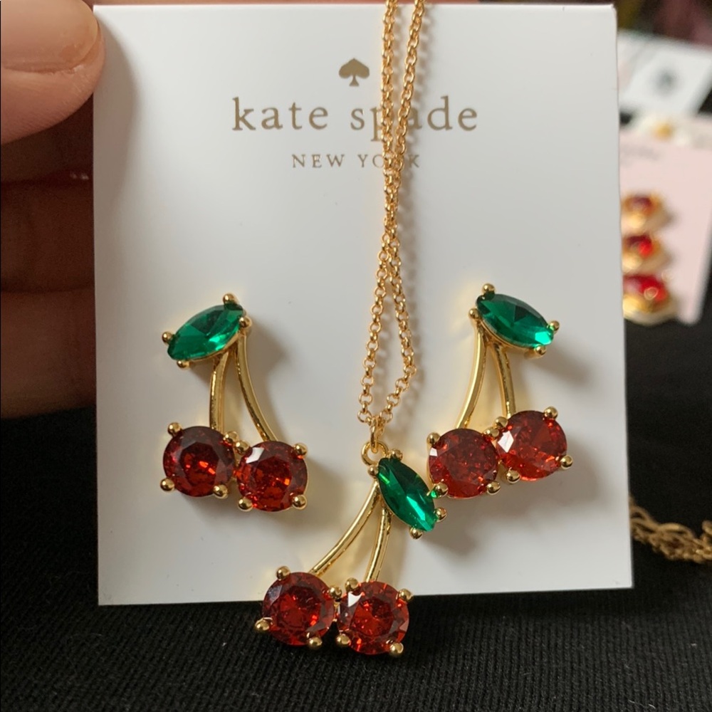 COPY - Kate Spade Gold and Red Earrings cherry set